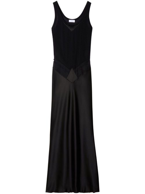 Lace-panel satin maxi dress - Black