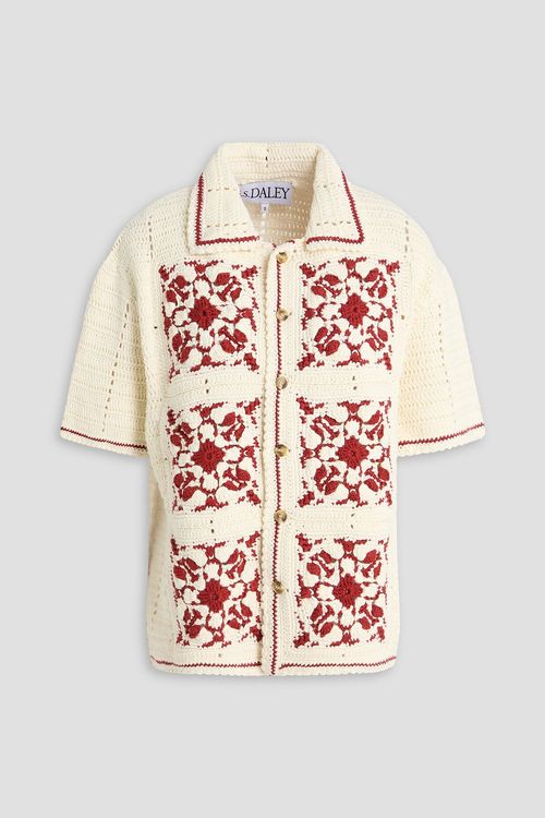 Crochet-knit shirt - White - M