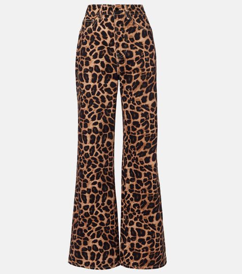 Leopard-print high-rise wide-leg pants