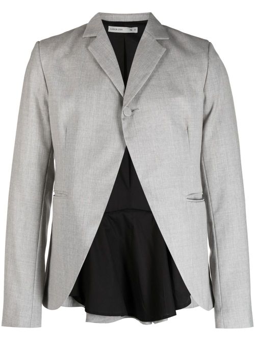 Pleat-detail wool blazer - Grey
