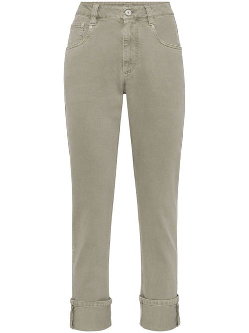 Monili-chain mid-rise straight-leg jeans - Green
