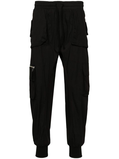 Drawstring-waist cargo trousers - Black