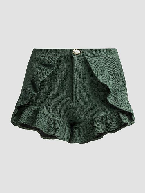 Women's Cora Ruffle Knit Shorts - Green