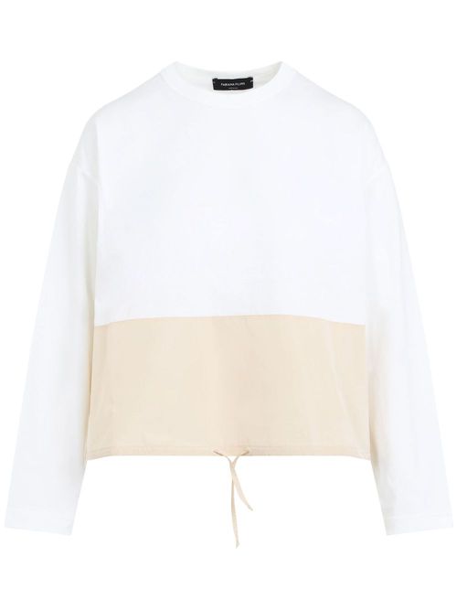 Drawstring-hem cotton jumper - White