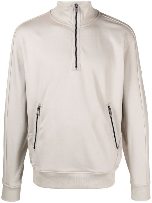 Logo-patch half-zip sweatshirt - Neutrals