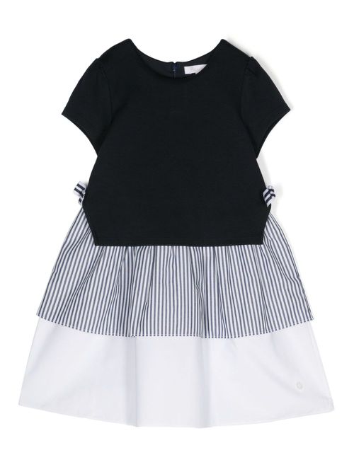 Bow-detailing layered cotton dress - Blue