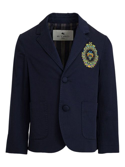 Coat of Arms-embroidered blazer - Blue