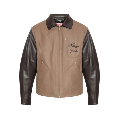 Leather-sleeved Embroidered Jacket