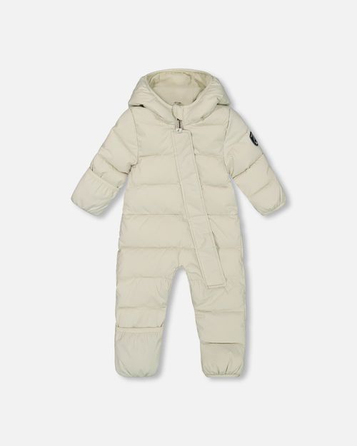 One-Piece Baby Cloud Compressible Snowsuit Designed for Car Seat Off-White