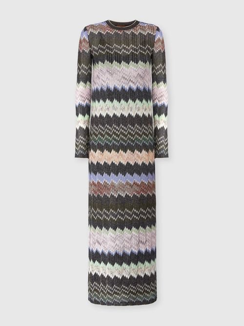 Missoni - Vestido largo de viscosa lamé con motivo serpiente, Mujer, Verde & Marròn