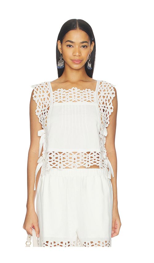 Sea Leila Eyelet Sleeveless Top in White. XS. Also in L