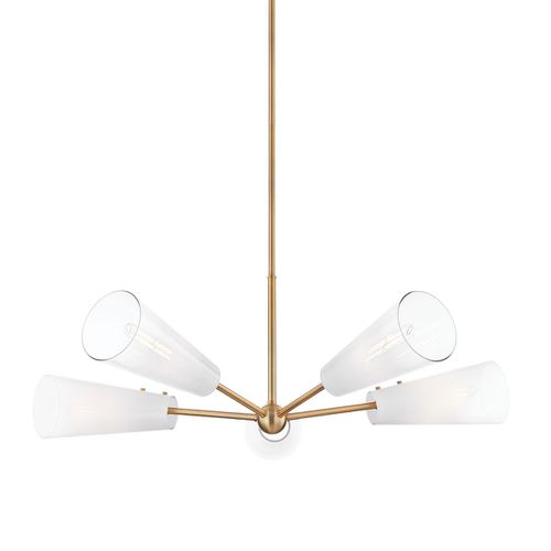 Patina Brass Five Light Chandelier from the Camarillo Collection