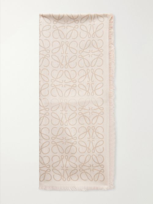 Anagram-intarsia Wool, Silk And Cashmere-blend Scarf