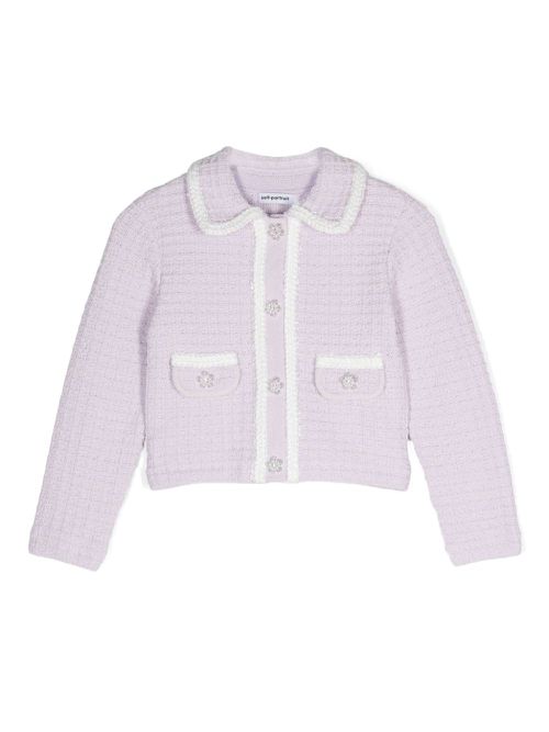 Contrast-trim cardigan - Purple