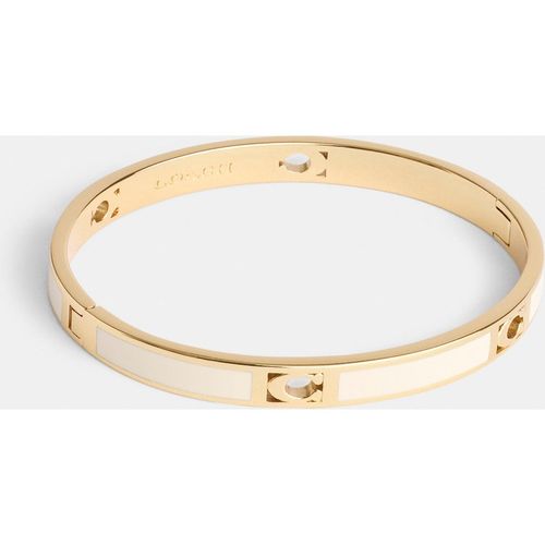 Coach Womens Signature Enamel Bangle - White & Gold Metal - One