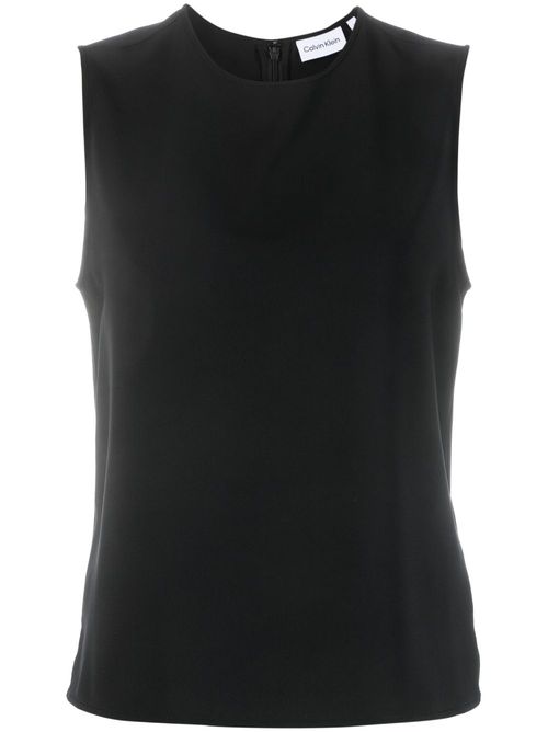 Sleeveless round-neck top - Black