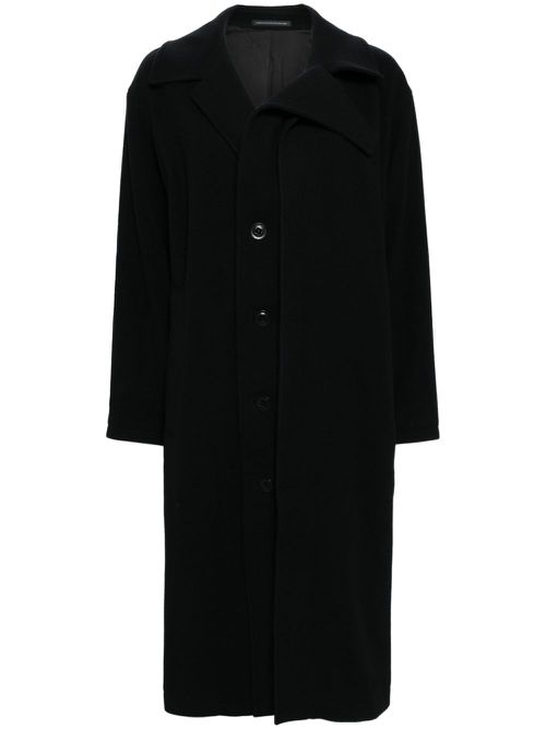 Wool single-breasted coat - Black