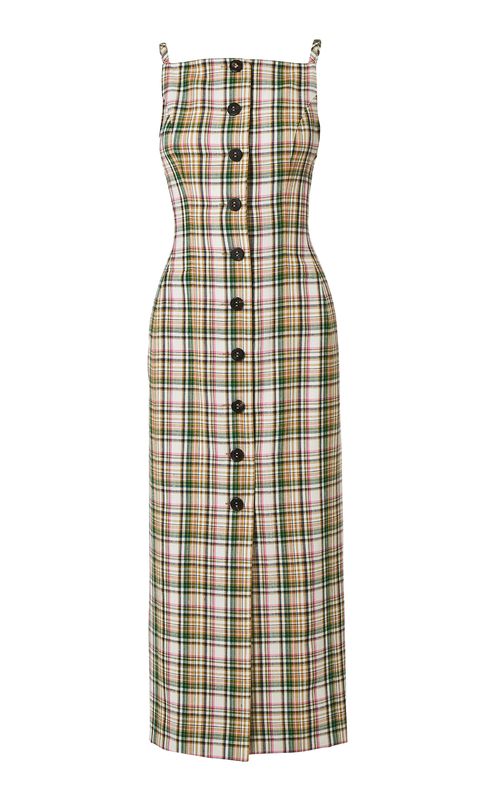 Check Plaid Tailoring Midi Pencil Dress - Moda Operandi