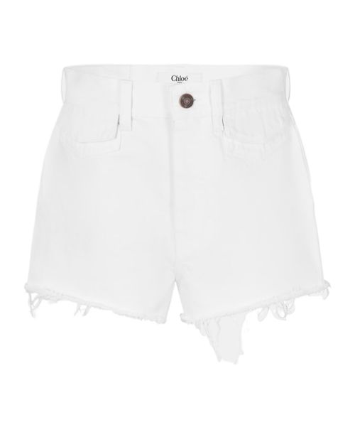 Logo-stamped denim shorts