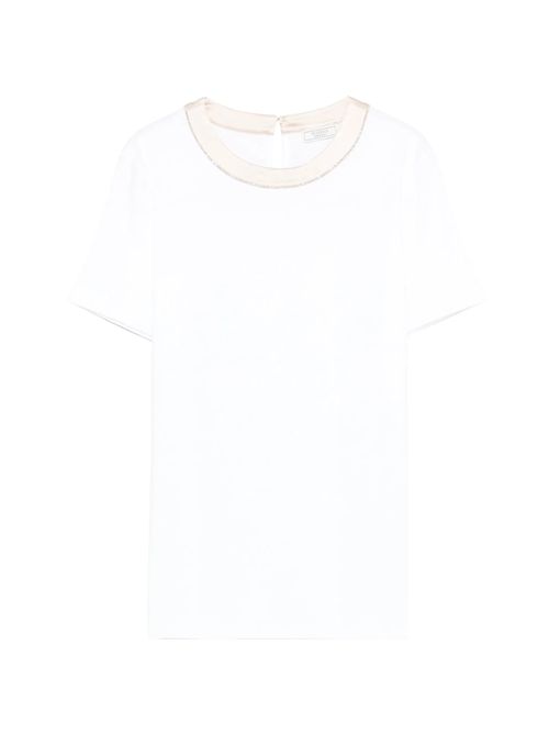 Trim-Detail Crew Neck T-Shirt — White