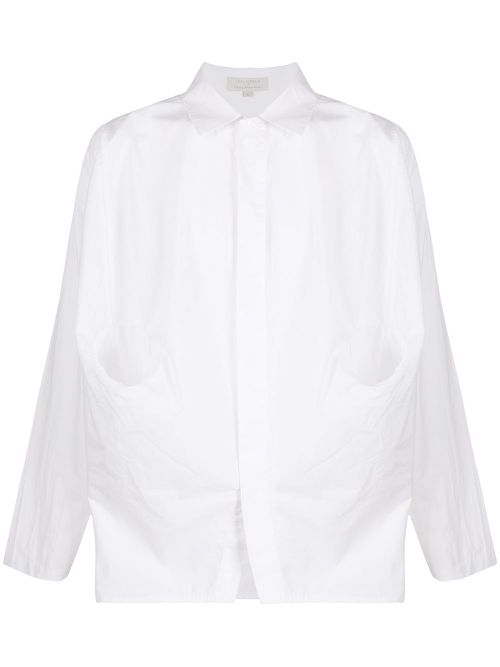 Crinkled effect pouch pocket shirt - White