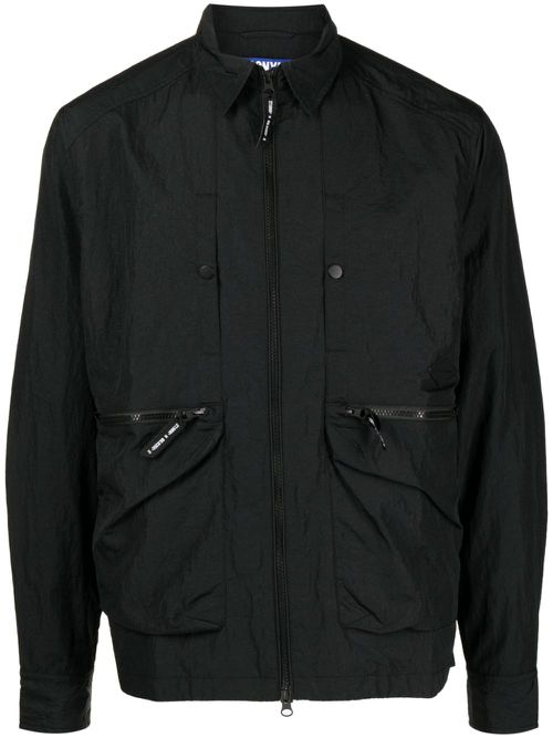 Classic-collar lightweight shirt jacket - Black
