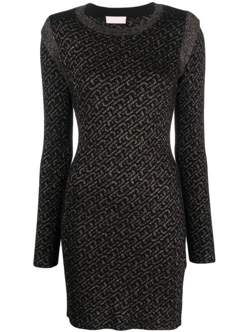 Logo-jacquard knitted minidress - Black