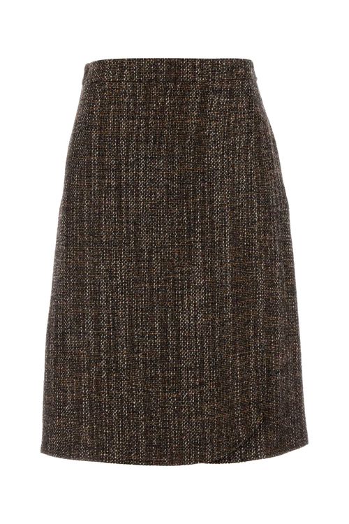 Wool and Alpaca Tweed Skirt — Brown