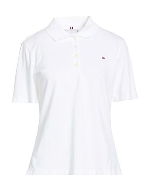 Woman Polo shirt White Size S Cotton, Elastane