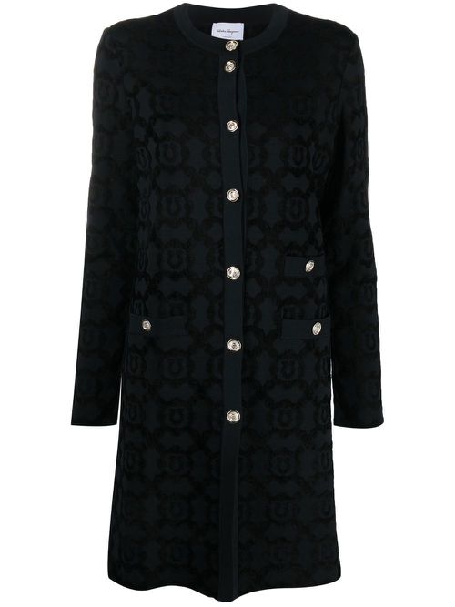 Fitted single-breasted Gancini coat - Black