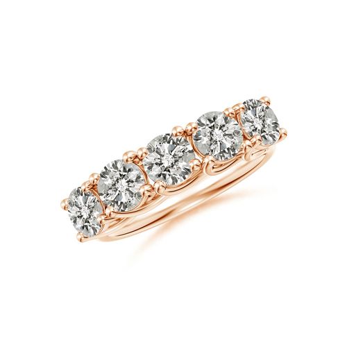 Angara 2.0 Carats Half Eternity Five Stone Diamond Wedding Band in 14K Rose Gold