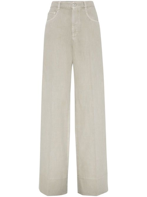 Pressed crease straight-leg jeans - Green