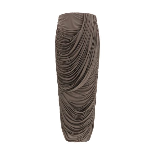 Draped Cupro Midi Skirt — Brown