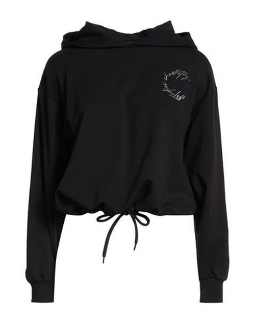 Woman Sweatshirt Black Size L Cotton, Elastane