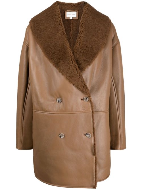 Namo double-breasted shearling-lined coat - Brown