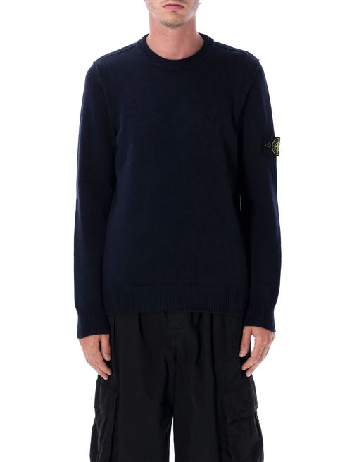 Crewneck Sweater in Wool-Blend Knit with Badge Detail