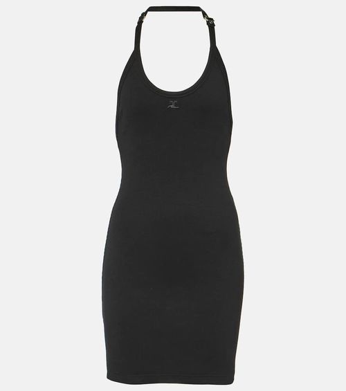 Courrèges Ribbed-knit cotton-blend jersey minidress