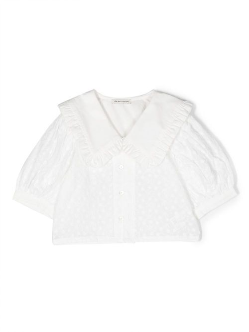Polka dot-print cotton shirt - White