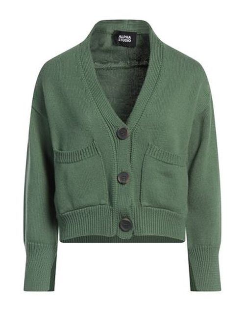 Alpha Studio Woman Cardigan Green Size 4 Merino Wool