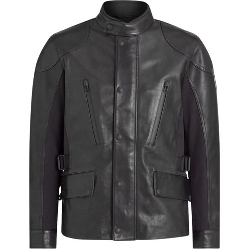 Belstaff Mens Mailstrom Black Leather Motorcycle Jacket - Large