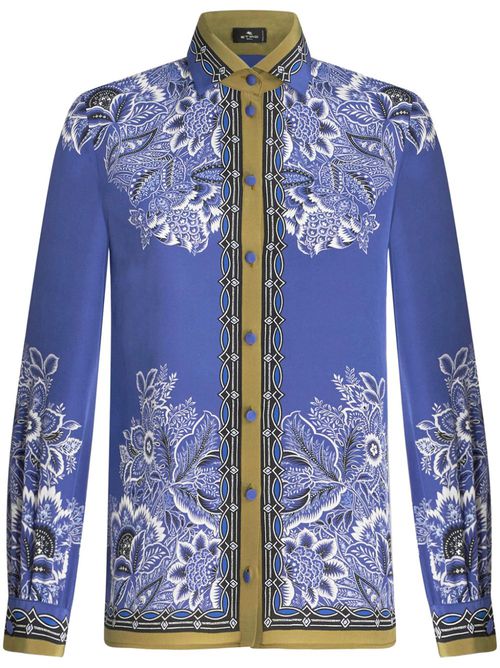 Bandana-print silk crepe shirt - Blue
