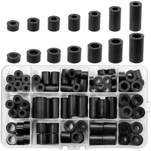 TEMU Pack Abs Spacers, Plastic, Round, Black, Spacer Sleeves M6 M8, Nylon Spacer Wall & Screws, Non-threaded Column Spacers, Spacer Set With
