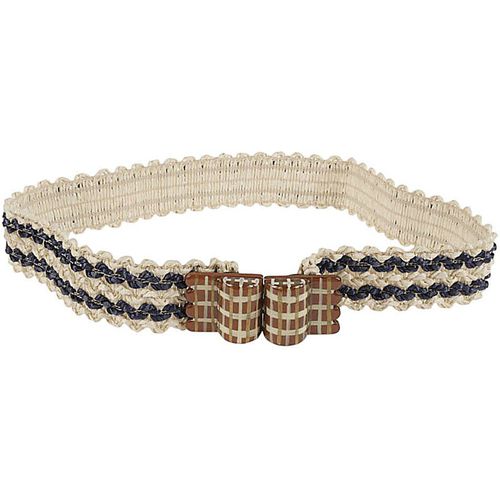 Exquisite J Striped Raffia Belt