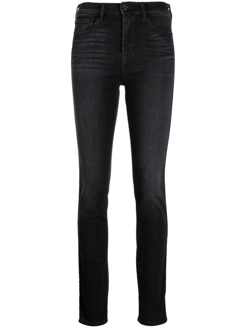Logo-embroidered skinny jeans - Black