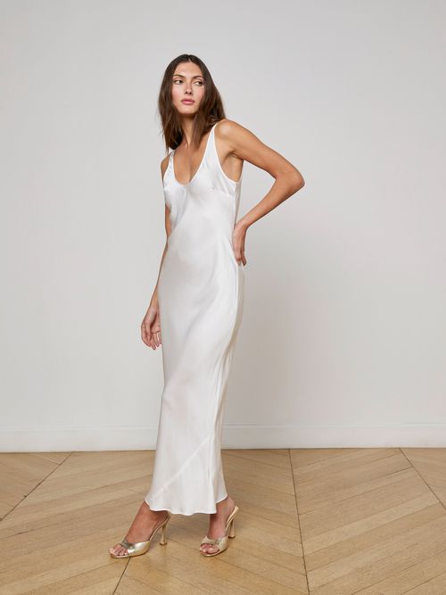 L'AGENCE | L'AGENCE Akiya Satin Maxi Dress In White | Realry