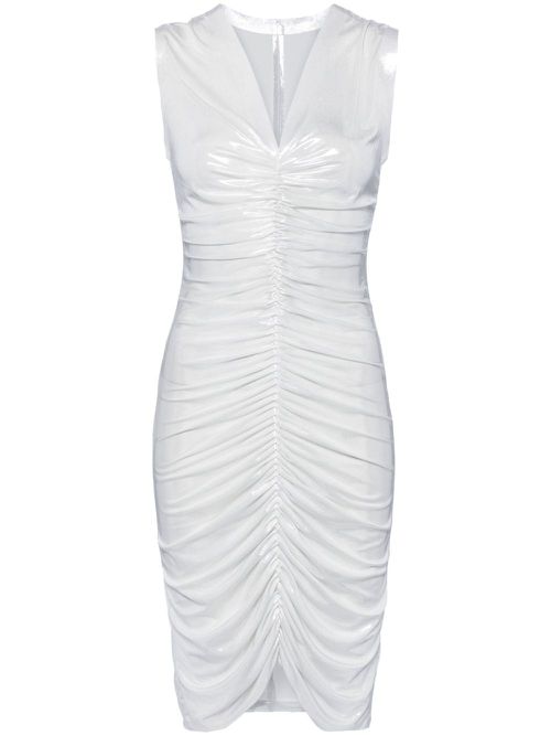 Shirred-effect ruched dress - Metallic