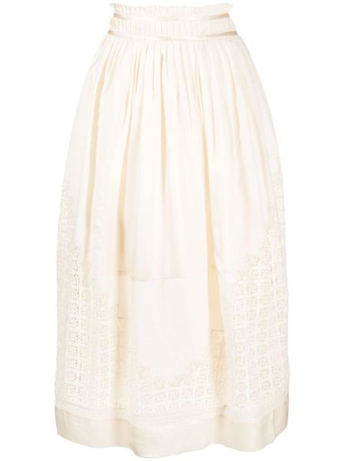 Cadena lace-insert midi skirt