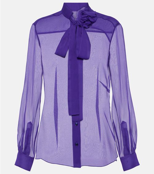 Tie-neck silk blouse
