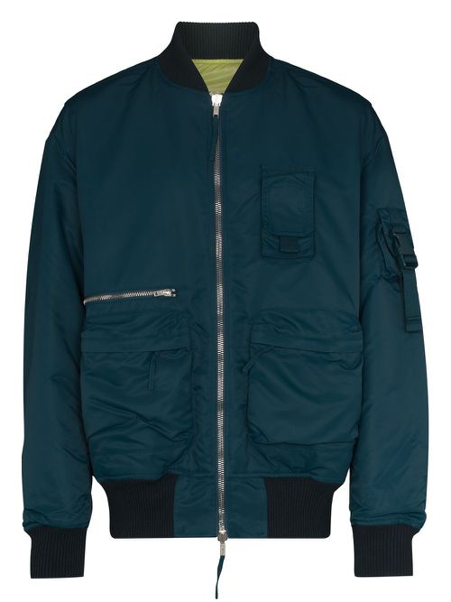 Reversible zip-up bomber jacket - Blue