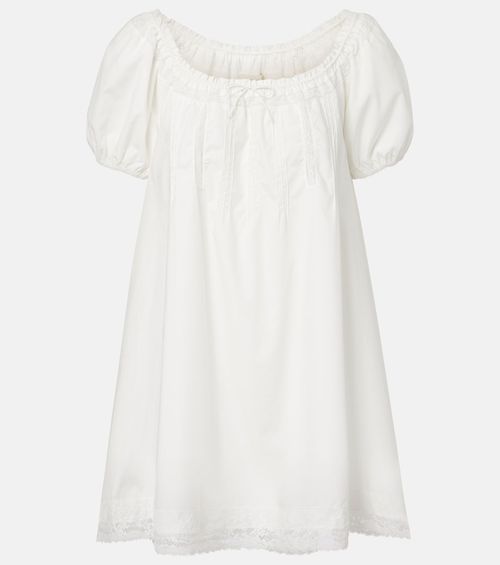 Galle lace-trimmed cotton minidress